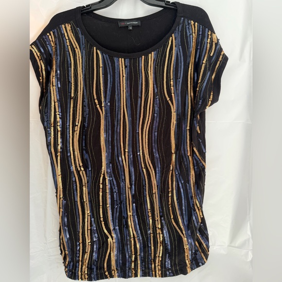 Edit by Jeanne Becker Tops - Vintage Edit by Jeanne Beker sequin top in black with blue/gold sequins